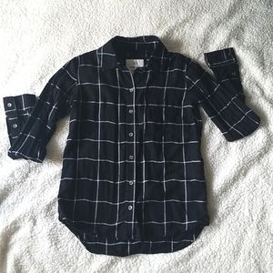 SO XS Black and White Plaid Flannel